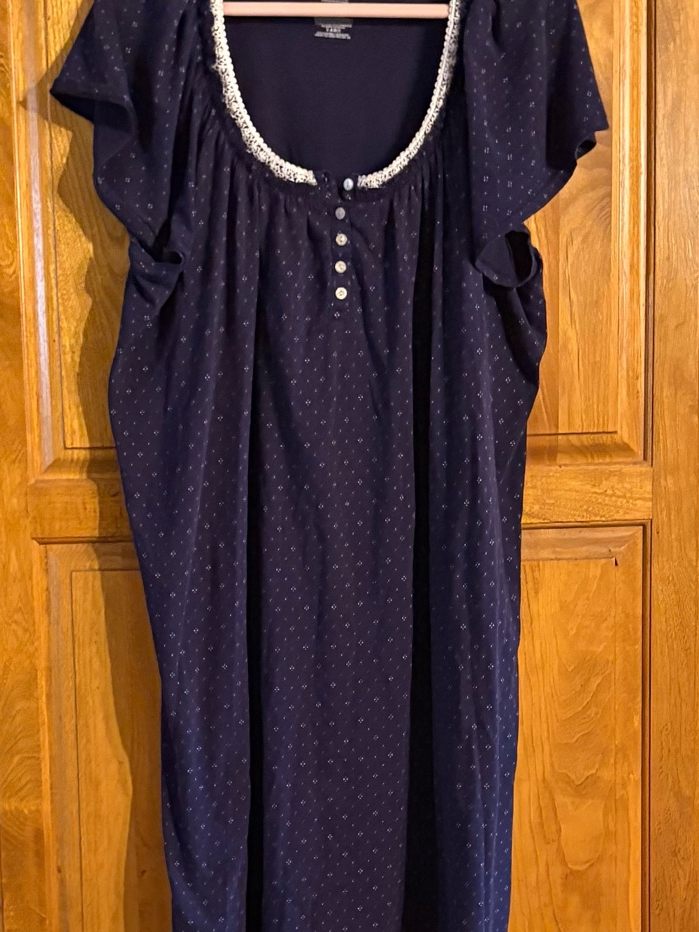 Secret Treasures Navy Blue Nightgown with White Trim and Buttons 3X